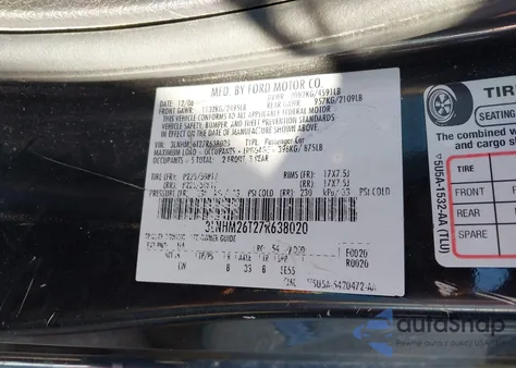 2007 Lincoln Mkz из США, поврежденный, VIN 3LNHM26T27R638020